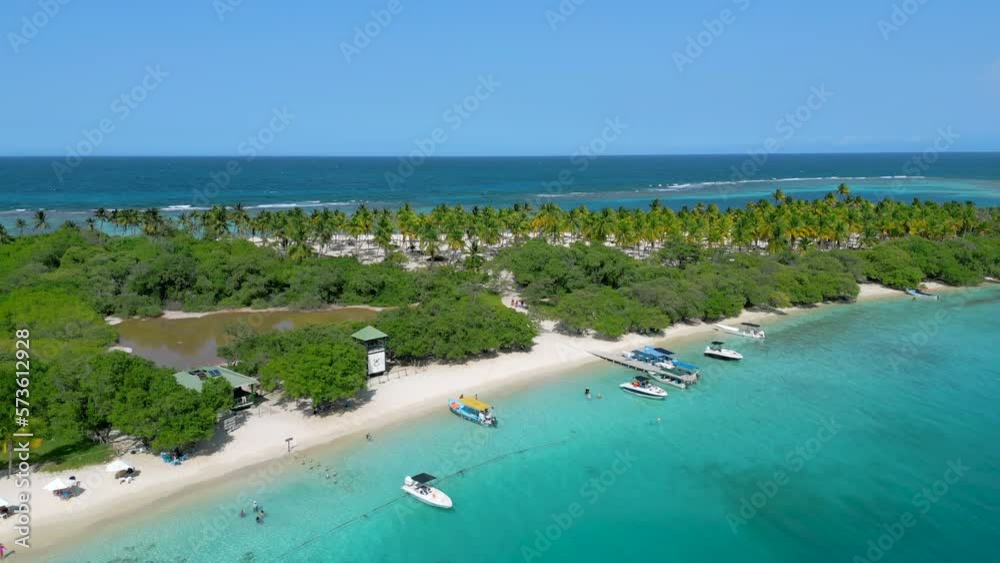 Aerial flight above beautiful paradise tropical island in the Caribbean Sea. Excursion to the Morrocoy National Park, Venezuela Aerial flight above beautiful paradise tropical island in the Caribbean Sea. Excursion to the Morrocoy National Park, Venezuela
