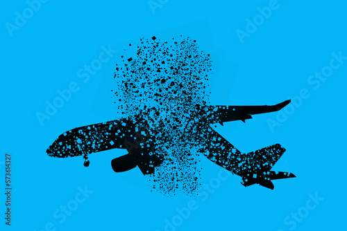 Commercial aircraft overflying the sky and arriving at airport