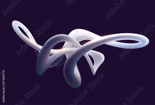 Blue 3D liquid circle. Abstract geometric shapes on dark background.