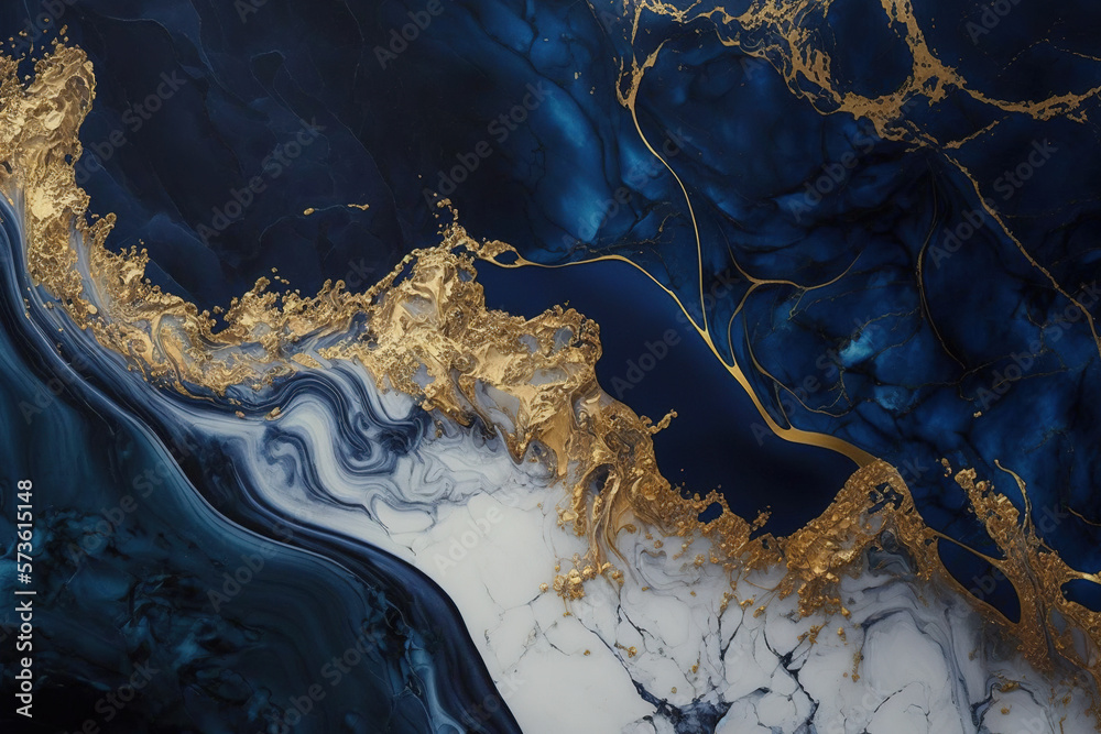 Abstract fluid art blue background. Luxury wallpaper. AI	