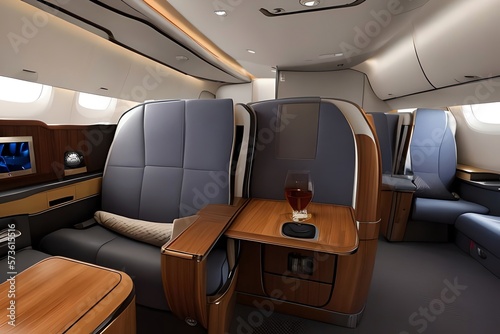 A Comfortable Seat In The First Class Cabin Of The Aircraft. Generative AI