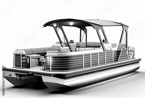 pontoon boat isolated on white, generative ai photo