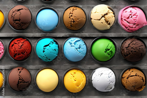 Bolas de gelado deliciosas em diferentes cores photo