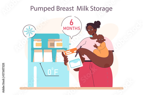 Breastfeeding concept. Breast pumping, lactating women extracting
