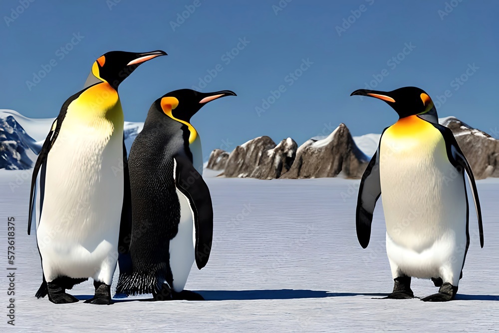 Fototapeta premium Loving Couple Of King Penguins. Digital Art. Generative AI