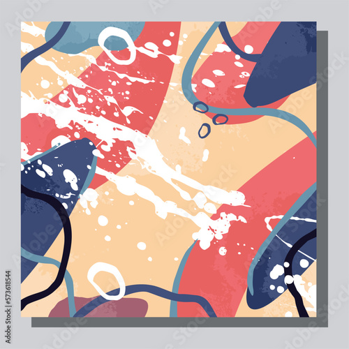  Illustration vector EPS 10 print. Hand draw painted abstract organic shapes. contemporary aesthetic boho mid century modern art in Scandinavian nordic design style 