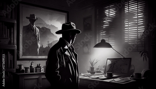 noir detective black and white retro