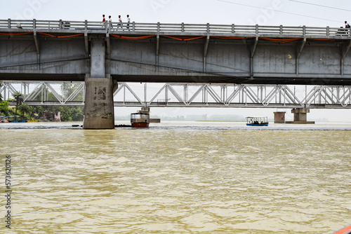 Ganga as seen in Garh Mukteshwar, Uttar Pradesh, India, River Ganga is believed to be the holiest river for Hindus, A view of Garh Ganga Brij ghat which is very famous religious place for Hindus photo