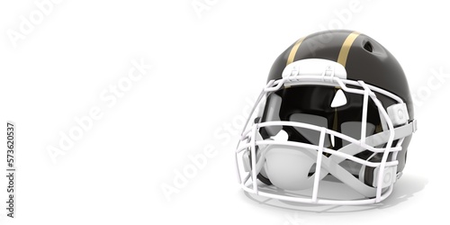 American footbal helmet with New Orlean Saints team colors. Template for presentation or infographics. 3D render