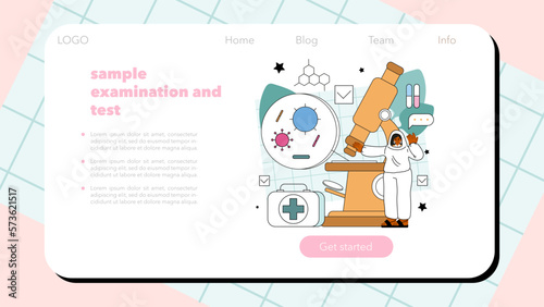 Virologist web banner or landing page. Scientist studies viruses