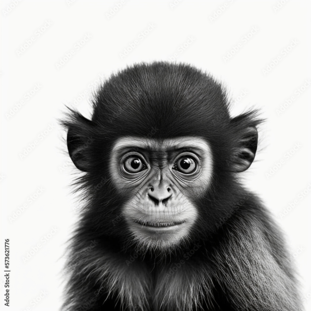Realistic monkey portrait digital 3D illustration, generative AI. Realistic monkey portrait digital 3D illustration, generative AI.