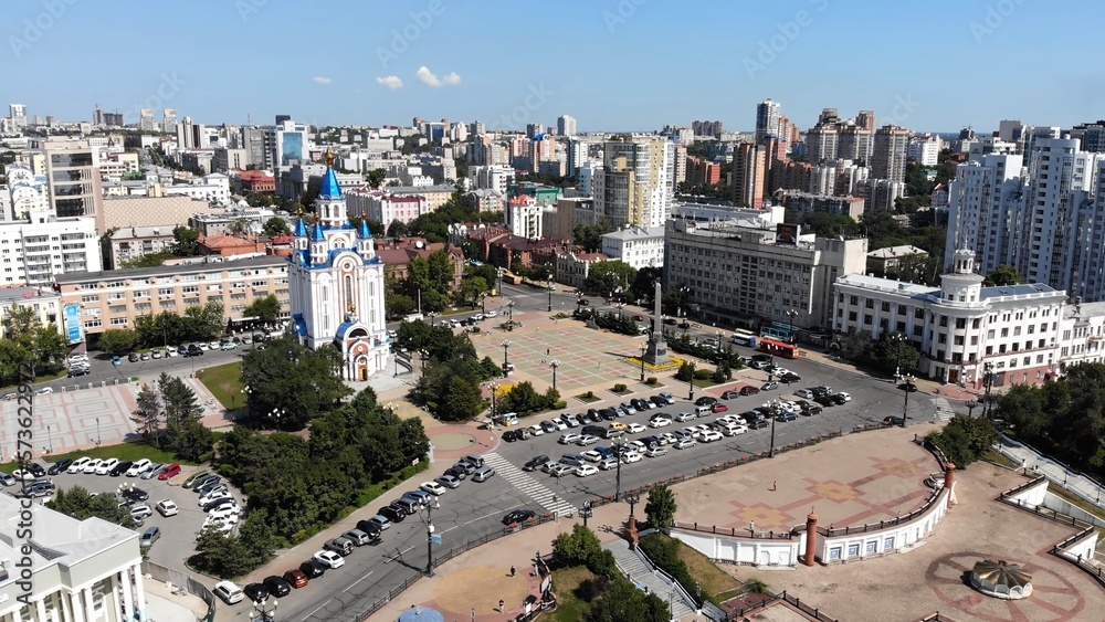 Khabarovsk city from a bird's-eye view.