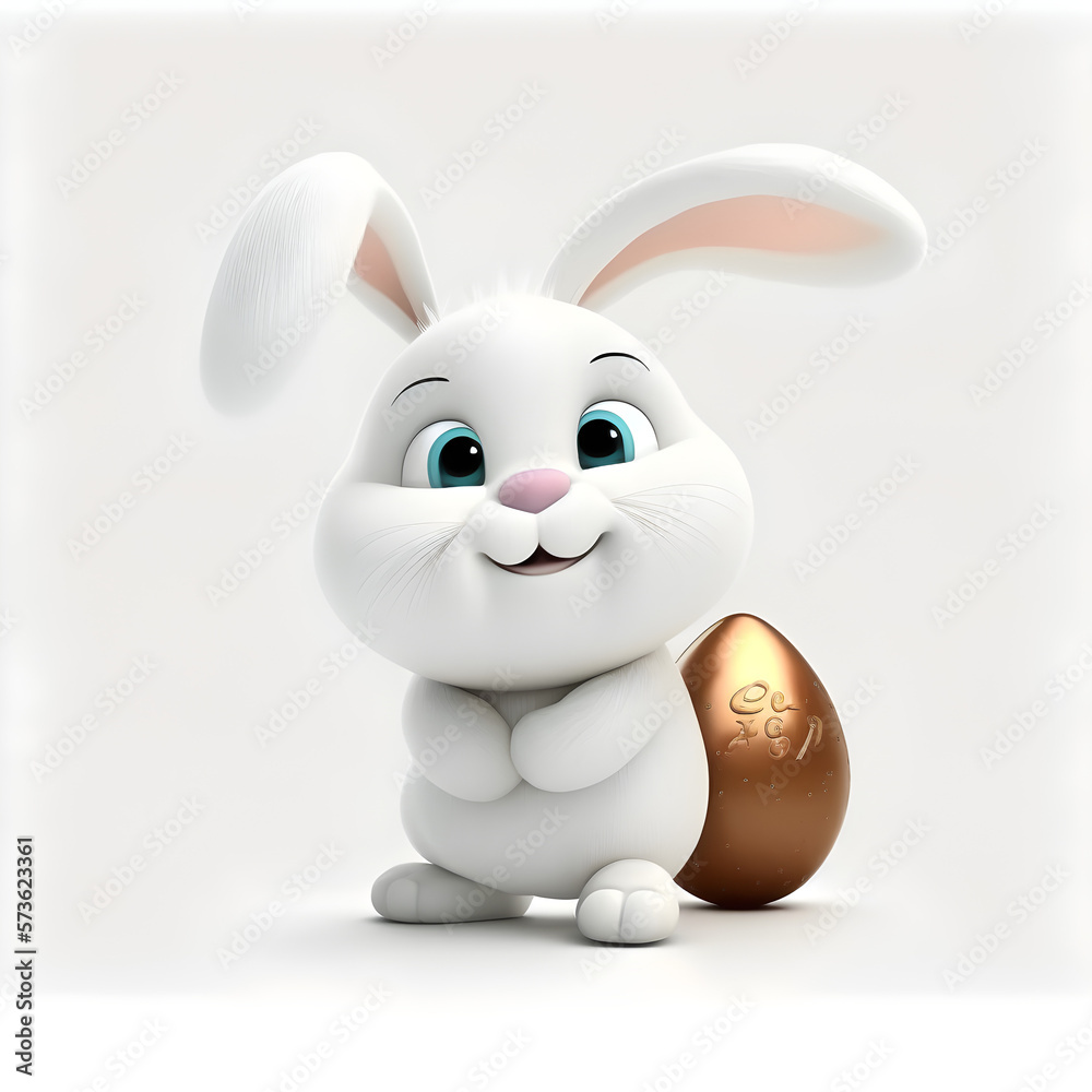 Cute Easter Bunny with chocolate egg Cute Easter Bunny with chocolate egg