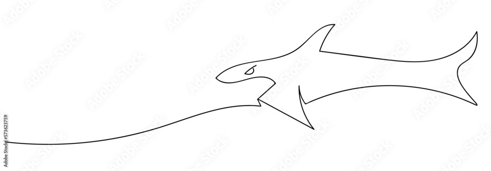 Shark fish in continuous line art drawing style. Minimalist black linear sketch on white background. Vector illustration Shark fish in continuous line art drawing style. Minimalist black linear sketch on white background. Vector illustration