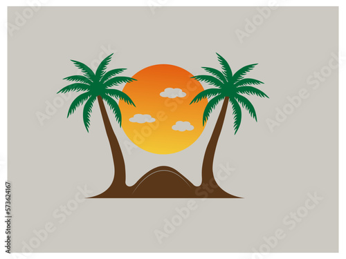 Illustration of a tropical island and vector art.