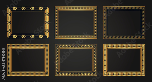Luxury decorative photo frames. Retro ornamental frame, vintage rectangle ornaments & ornate border. Decorative wedding frames, antique museum image borders. Isolated vector icons set