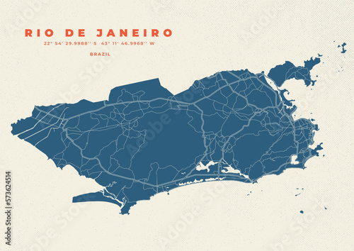 Rio de Janeiro map vector poster flyer