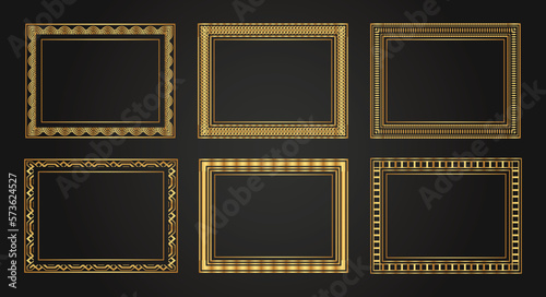 Luxury decorative photo frames. Retro ornamental frame, vintage rectangle ornaments & ornate border. Decorative wedding frames, antique museum image borders. Isolated vector icons set