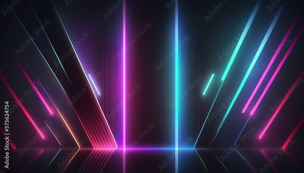 Abstract neon lights background with laser rays, and glowing lines. AI-Generated - obrazy, fototapety, plakaty 