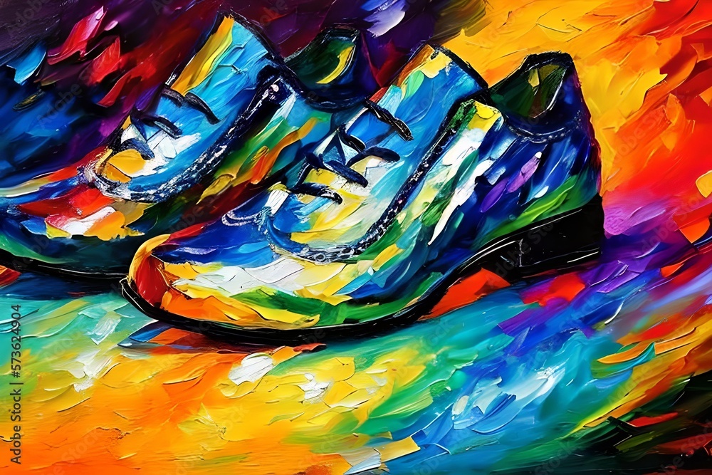 An highly detailed expensive oil painting illustration of a futuristic shoes