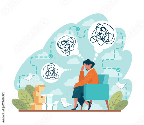 Overthinking. Anxiety and stress caused by thinking too much.
