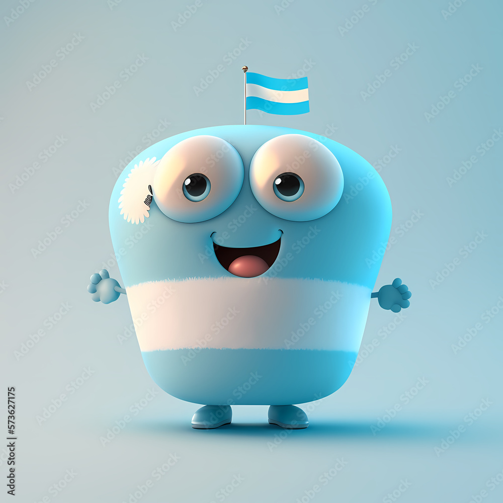 Obraz premium cute cartoon flag character of argentina, generative AI