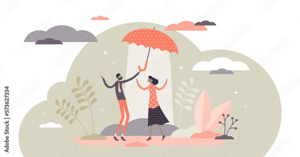 Altruistic illustration, transparent background. Assistance support flat tiny persons concept. Altruism as society respect and community volunteering for common happiness.