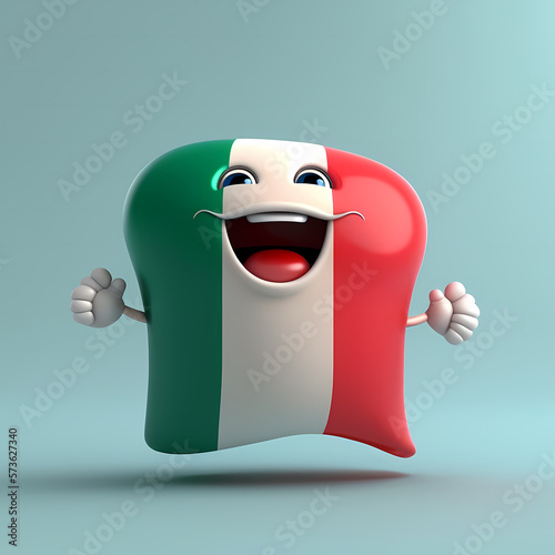 cute cartoon flag character of italy, generative AI