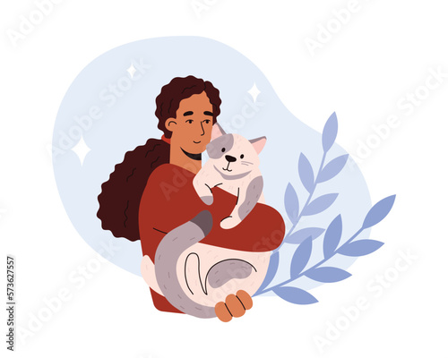 Animal assisted therapy for mental support and emotional rehab, vector isolated.