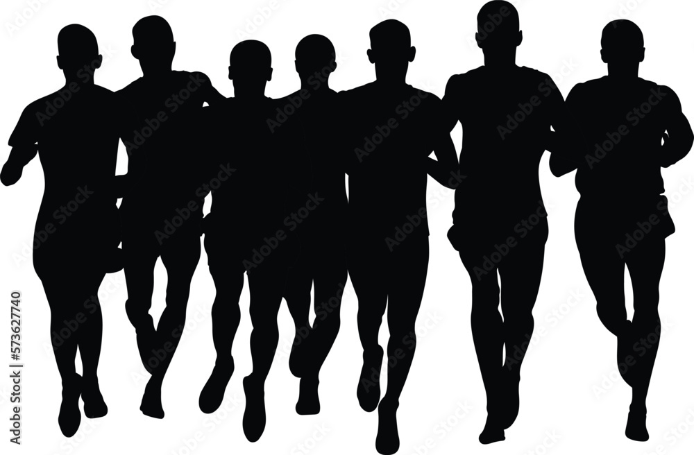 group runners men running black silhouette group runners men running black silhouette