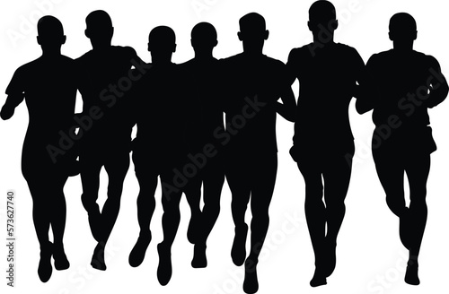 group runners men running black silhouette