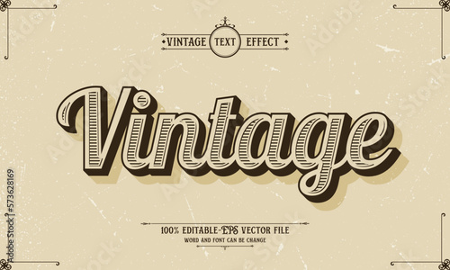 Vintage old style editable text effect vector