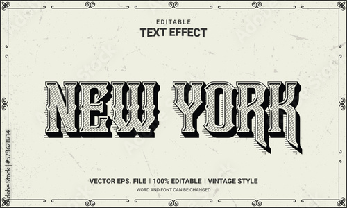 New york retro vintage style editable text effect