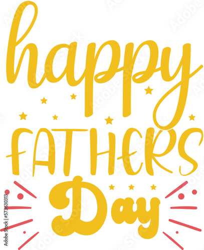 Happy Father's Day Yellow Typographic Lettering on White Background. Positive Slogan, Quote and Saying for Print on Demand Industry. 