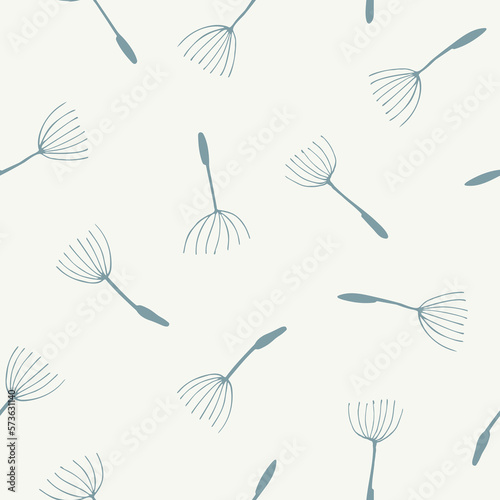 Floral seamless pattern with dandelion seeds on blue background. Vintage pastel colors. For textiles, wallpapers, paper, gift wrap, tablecloth. Isolated vector.