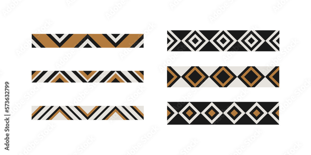 Random ethnic shapes in African style. Modern stripe ornament for pattern and decor. Geometric design elements for your project. Random ethnic shapes in African style. Modern stripe ornament for pattern and decor. Geometric design elements for your project.