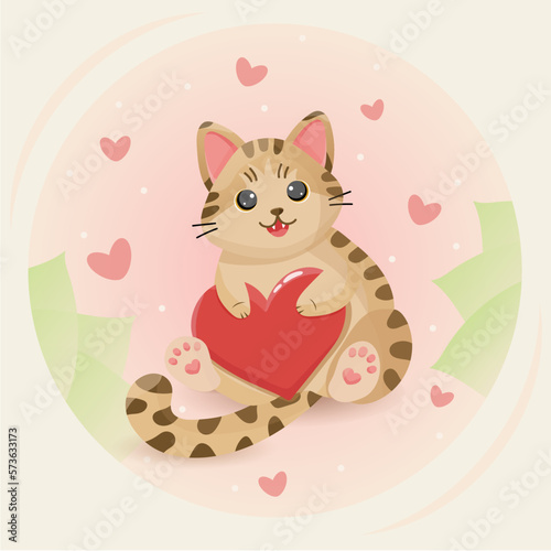 Fototapeta Naklejka Na Ścianę i Meble -  Cute cat with heart