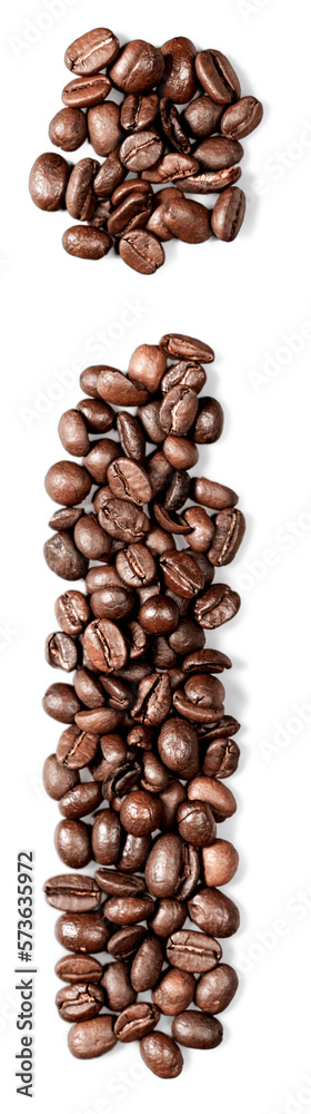 Alphabet letter of Brazilian black coffee beans Alphabet letter of Brazilian black coffee beans