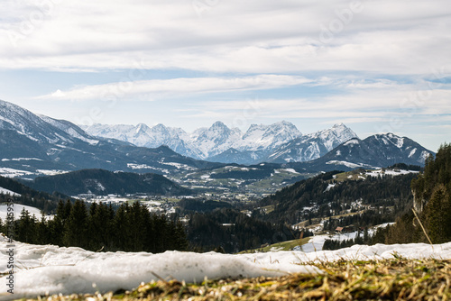 Spring landscape with view to windischgarsten, upperaustria photo