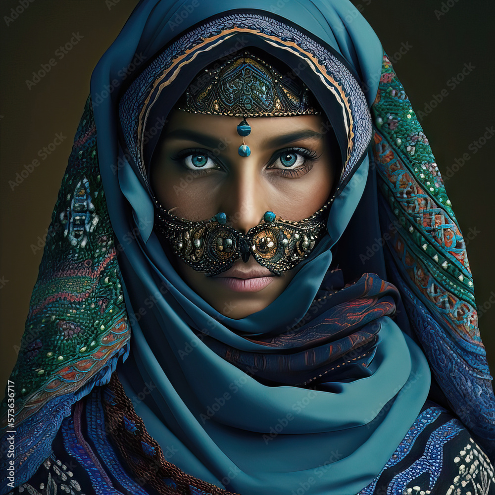 AI generated portrait of an Arab, Egyptian or Emirati young woman with