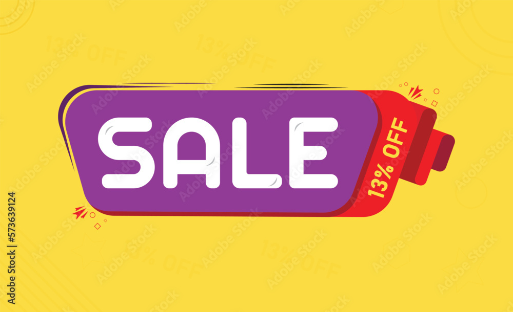Special offer banner. hot sale. mega sale. SALE 13% OFF.