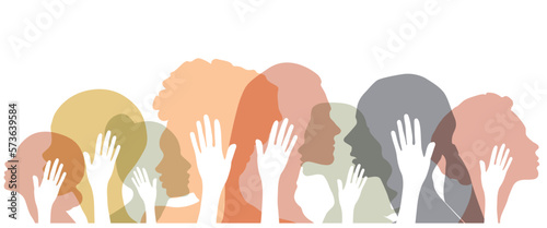 Women silhouette head isolated. Women's history month banner.	