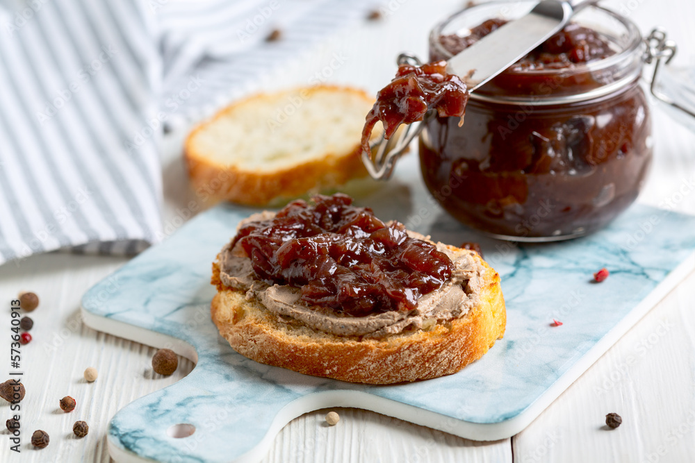 Red onion confit. European cuisine. Red onion confit. European cuisine.