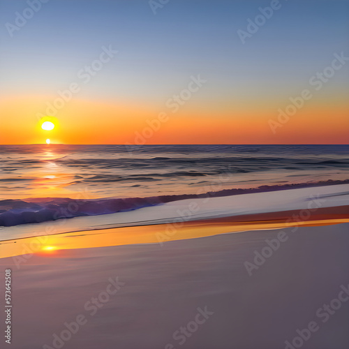 sunset on the beach - artificial intelligence, illustration