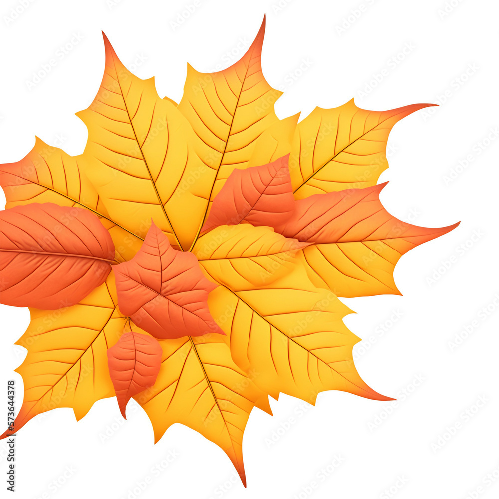 autumn leaves isolated on white - autumn leafs on white background - Generative AI