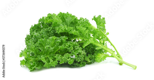Fresh organic green kale leaves isolated on transparent background. PNG photo