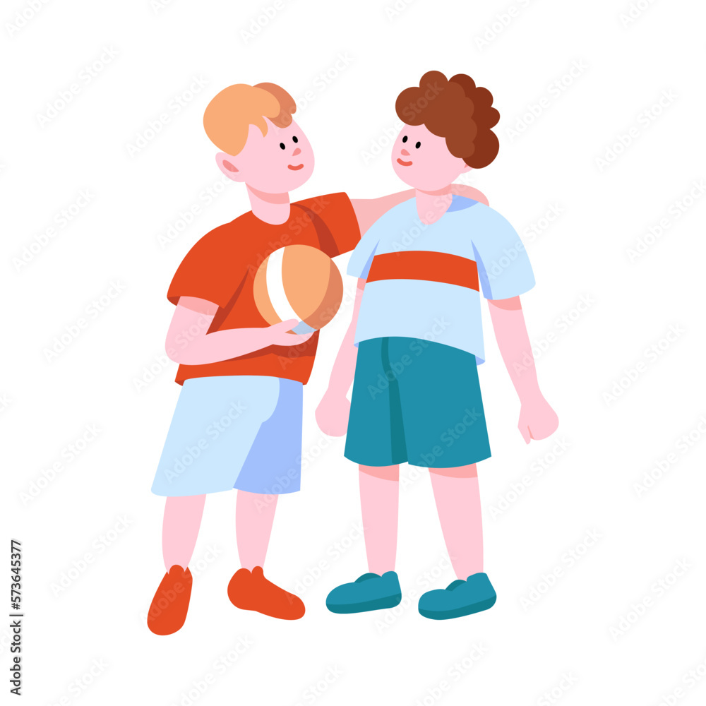 Happy Brother Playing Together Vector Illustration Happy Brother Playing Together Vector Illustration