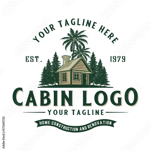 classic cabin home logo design. vector, log house, inn and recreation