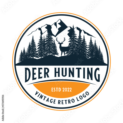 mountain vector logo design. illustration of mountains and pine trees. for travel, hiking and outdoor activities
