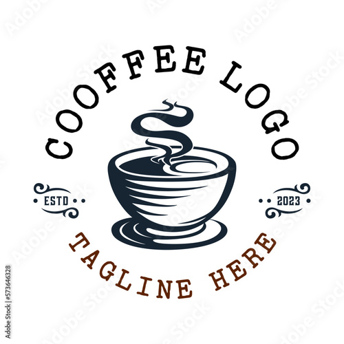 coffee logo. vintage style coffee cup, coffee business design, coffee shop, label etc